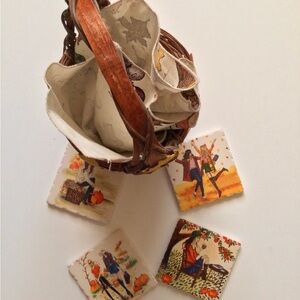 NWOT Fall Basket & 4Pk Stone Coasters